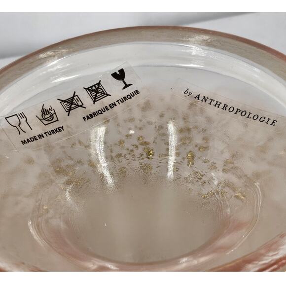 ANTHROPOLOGIE 13" ROSE CLEAR GLASS WITH GOLD DROPLETS CAKE STAND - Picture 7 of 9